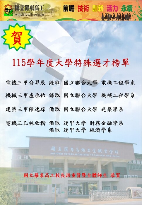 115大學特選榜單